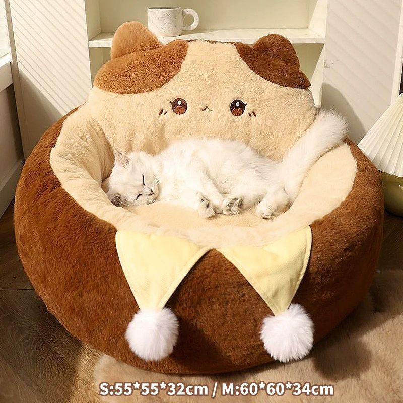 Round Soft Winter Warm Pet Sofa Bed Deep Sleep Cushion
