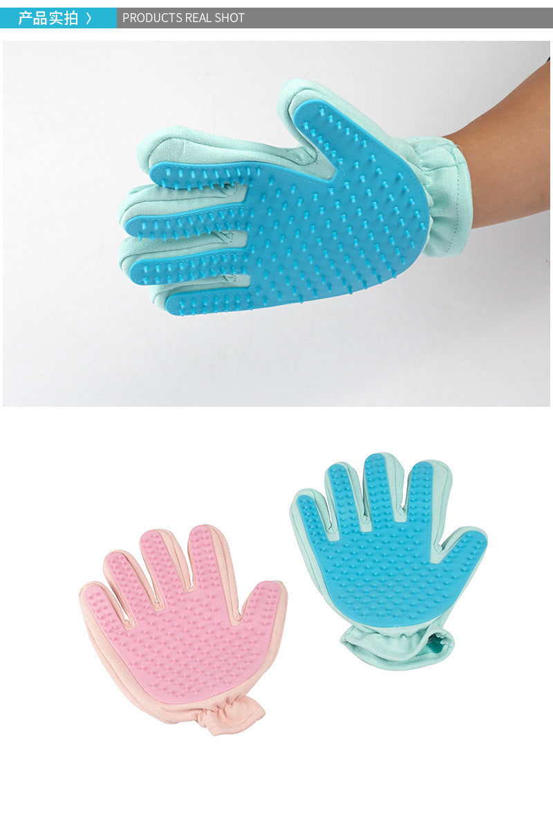 Pet Five Finger Grooming Gloves Bath Massage Hair Cleaning Tool