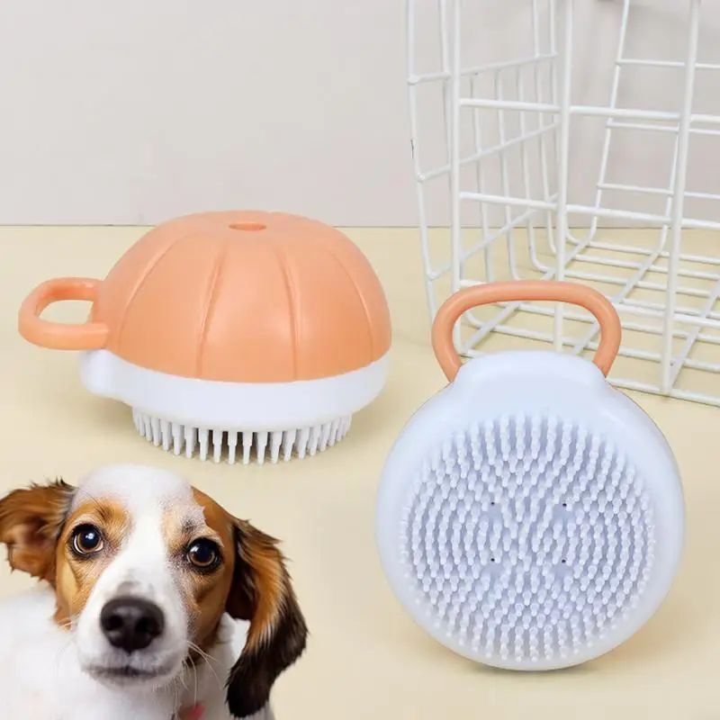 Pet Silicone Bath Massage Shampoo Dispenser Grooming Brush