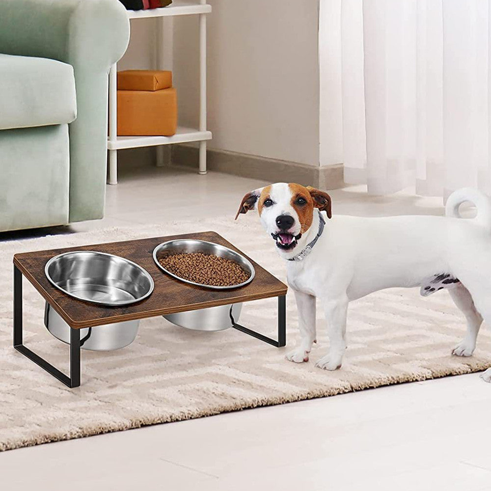 Pet Wooden Iron Feeding Rack With Bowl Stand