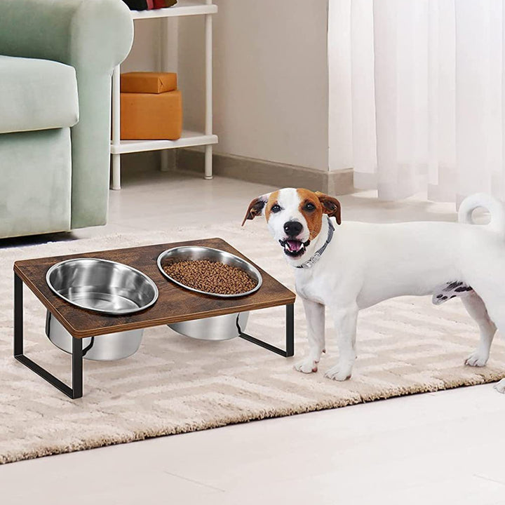 Pet Wooden Iron Feeding Rack With Bowl Stand
