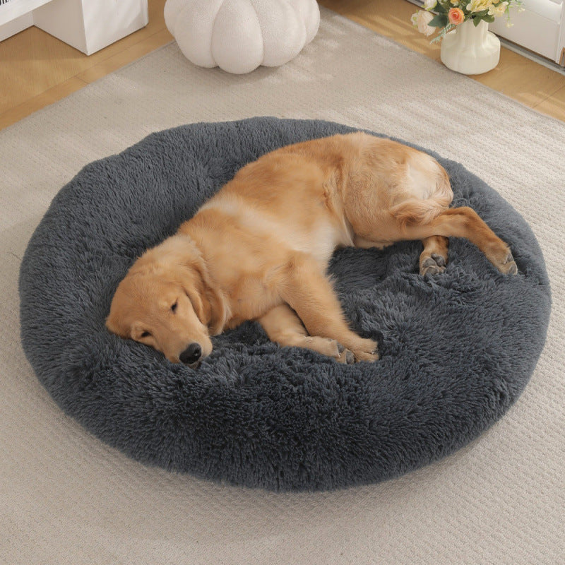 Round Plush Warm Pet Sleeping Mat And Bed