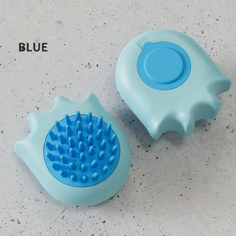 Pet Bath Massage Brush Shampoo Dispensing Grooming Cleaning Tool