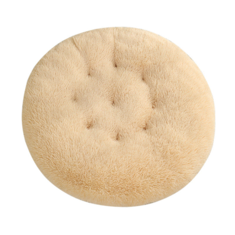 Round Plush Warm Pet Sleeping Mat And Bed