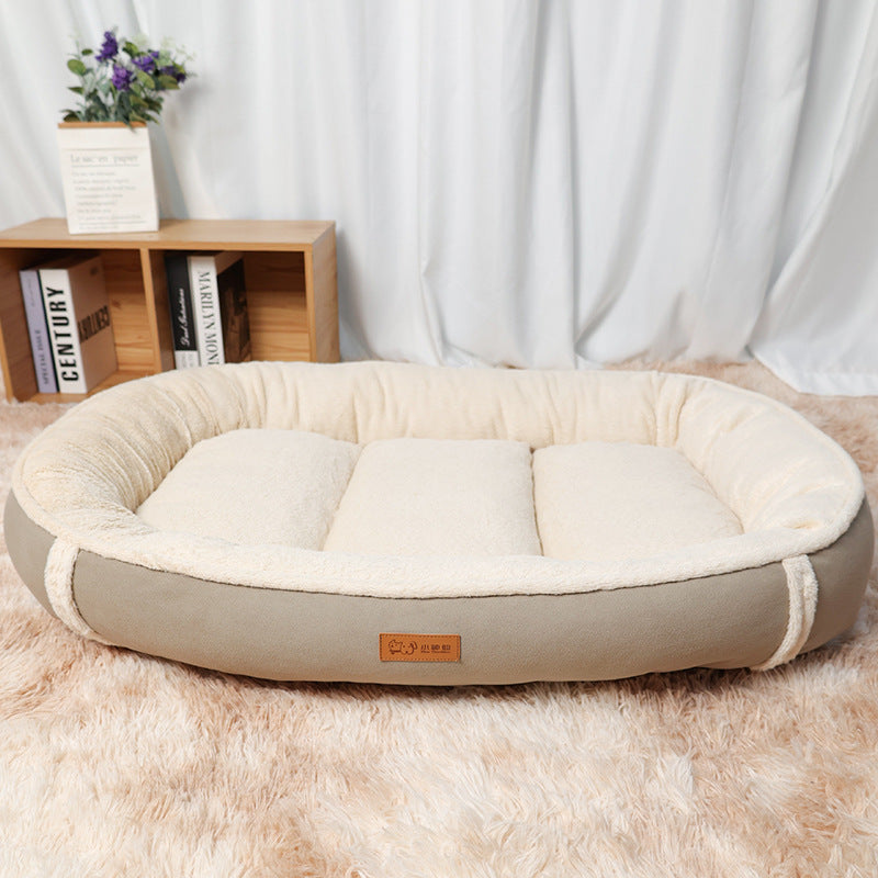 Linen Round Non Slip Pet Bed Mat Nest