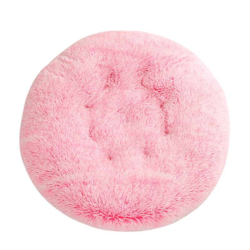 Round Plush Warm Pet Sleeping Mat And Bed