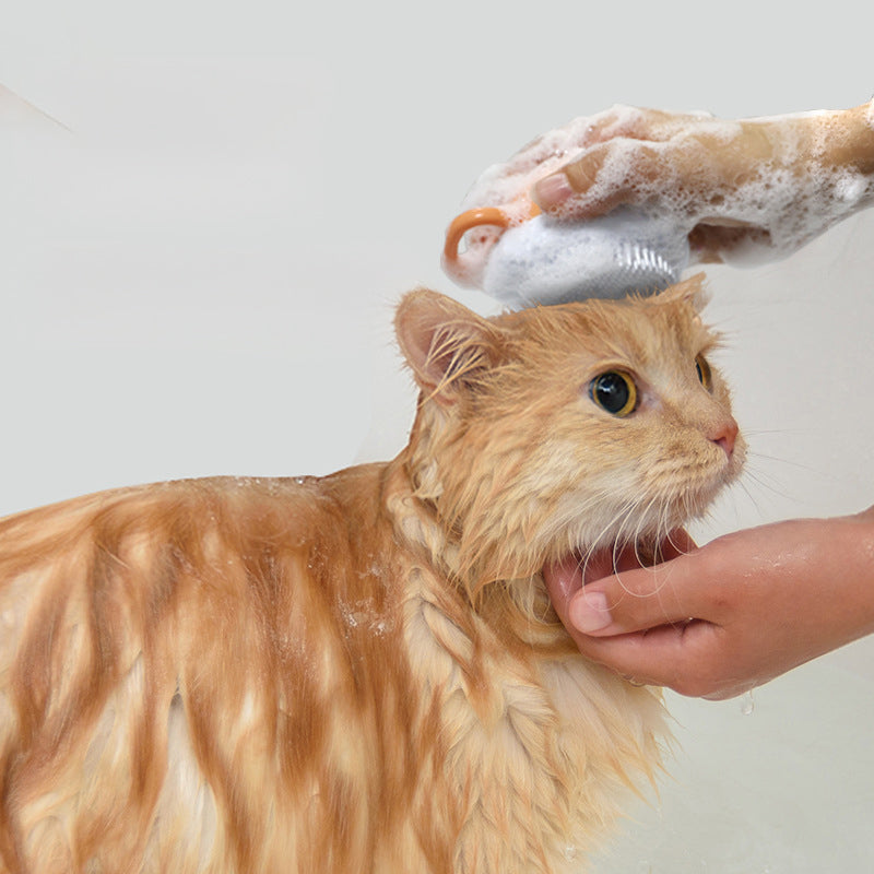 Pet Silicone Bath Massage Shampoo Dispenser Grooming Brush