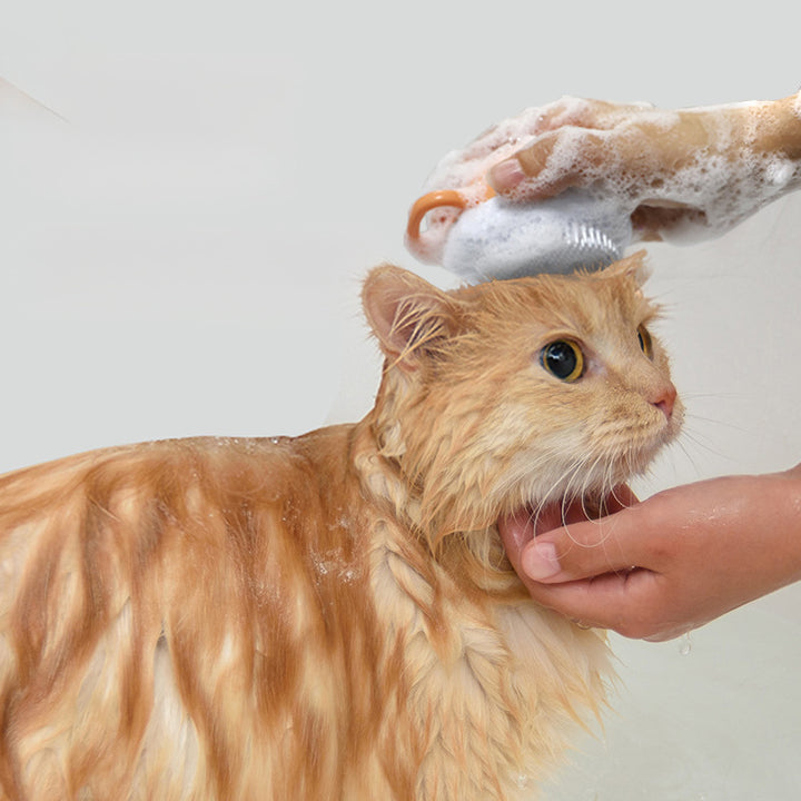 Pet Silicone Bath Massage Shampoo Dispenser Grooming Brush