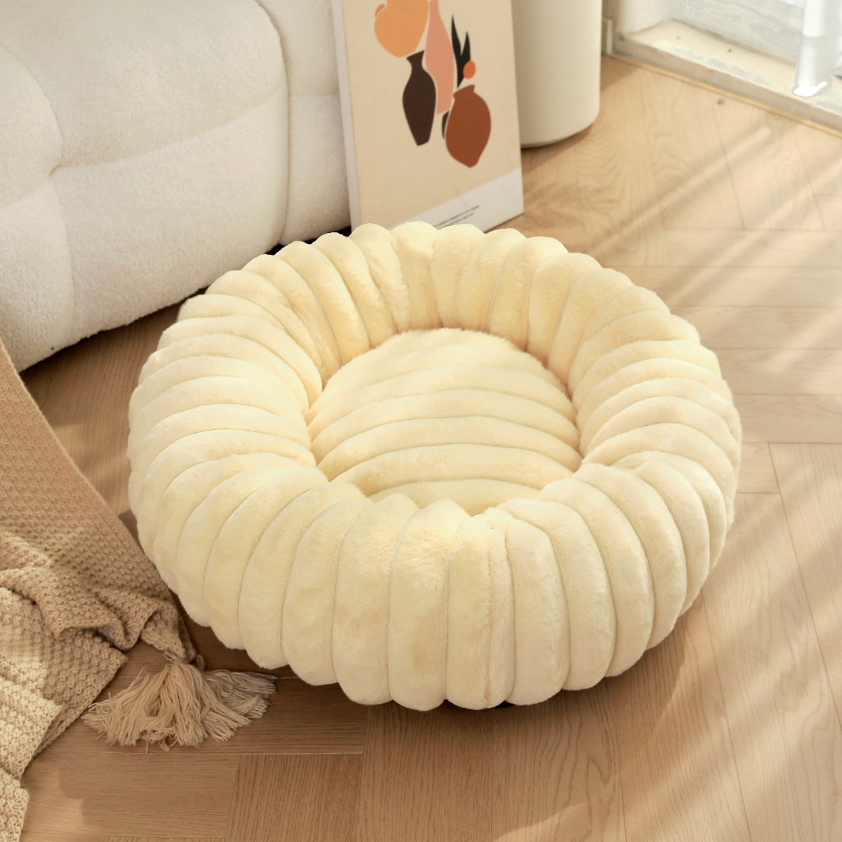 High Weight Plush Round Pet Nest Warm Winter Kennel Mat