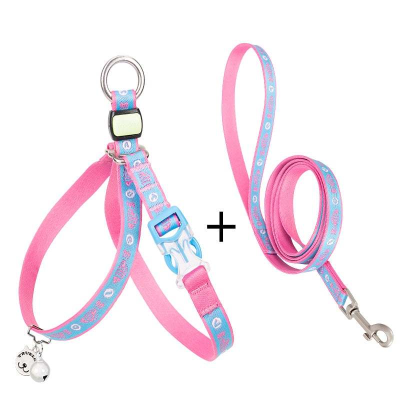 Pet Chest Harness Bell Vest Leash Walking Control Strap