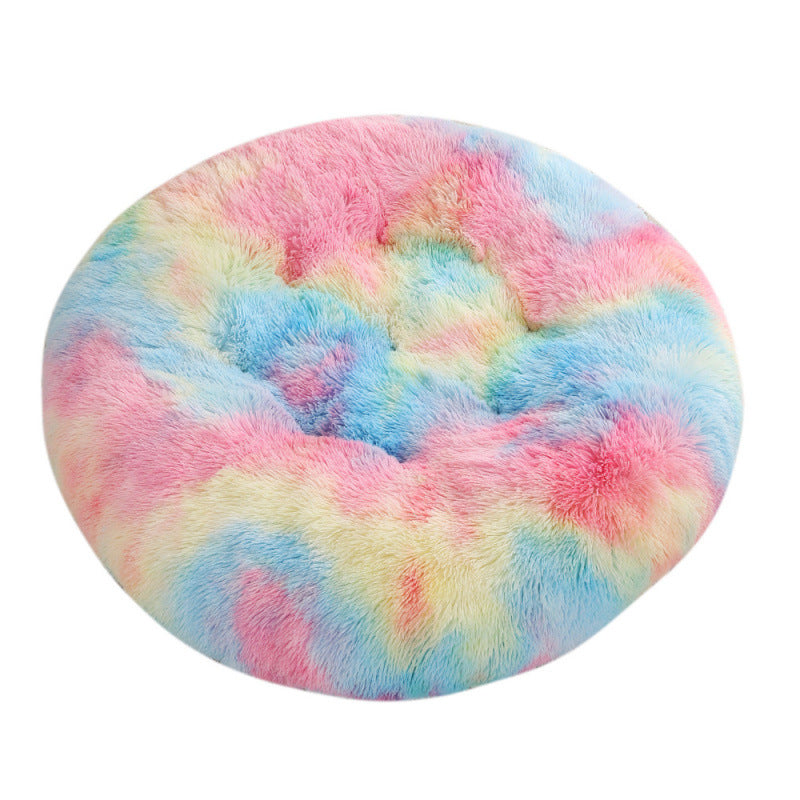 Round Plush Warm Pet Sleeping Mat And Bed