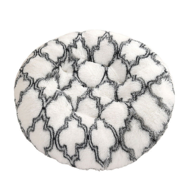 Round Plush Warm Pet Sleeping Mat And Bed