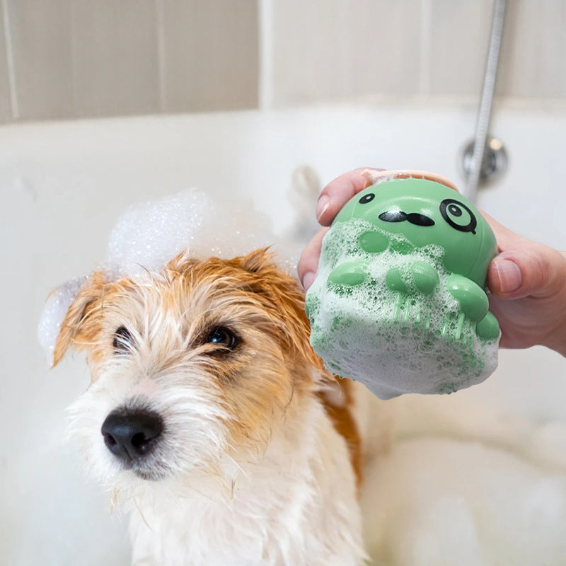 Pet Silicone Bath Brush Massage Cleaning Grooming Tool
