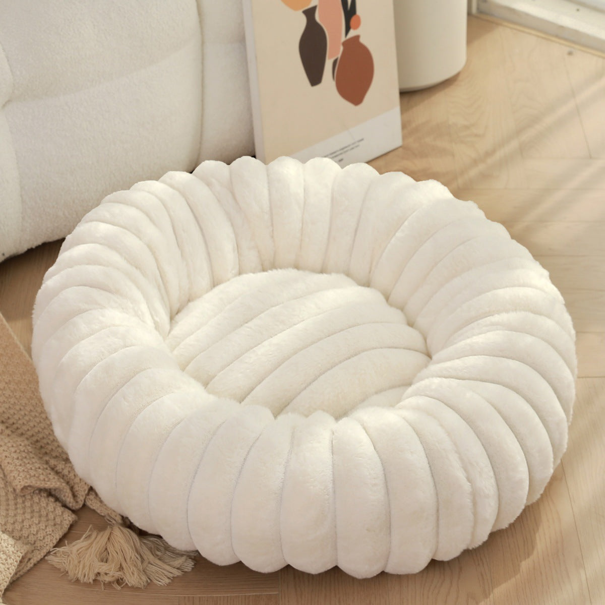 High Weight Plush Round Pet Nest Warm Winter Kennel Mat
