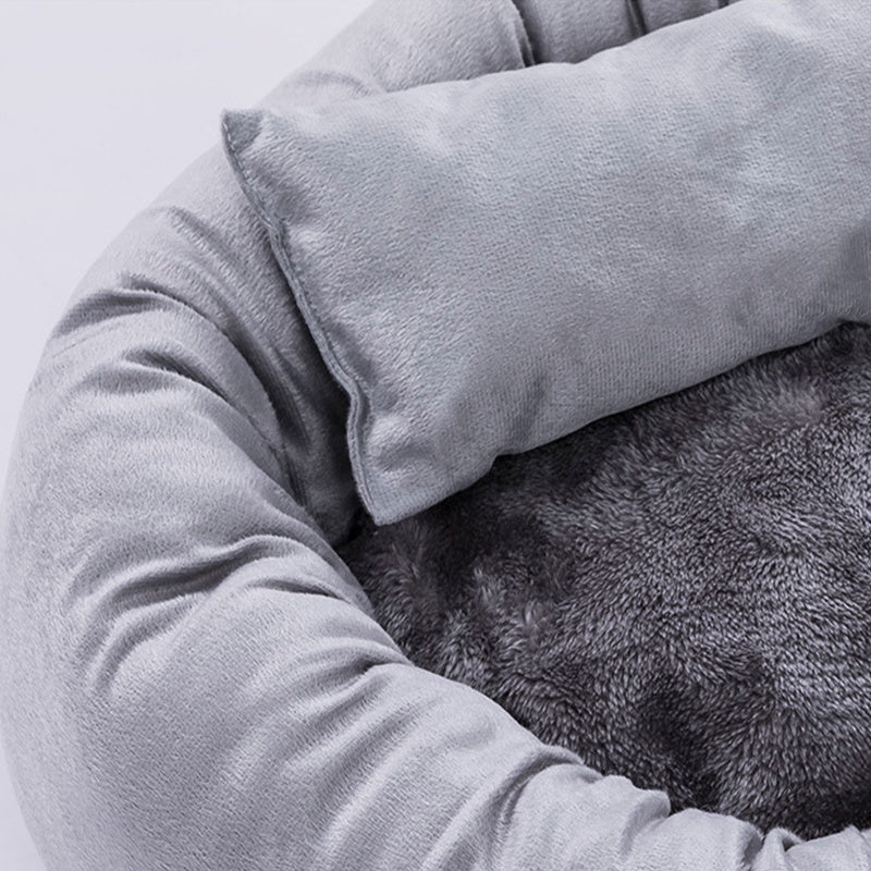 Soft Round Plush Pet Sleeping Mat With Pillow Nest