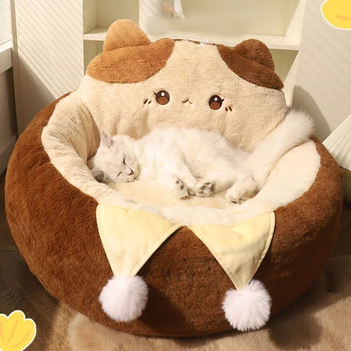 Round Soft Winter Warm Pet Sofa Bed Deep Sleep Cushion