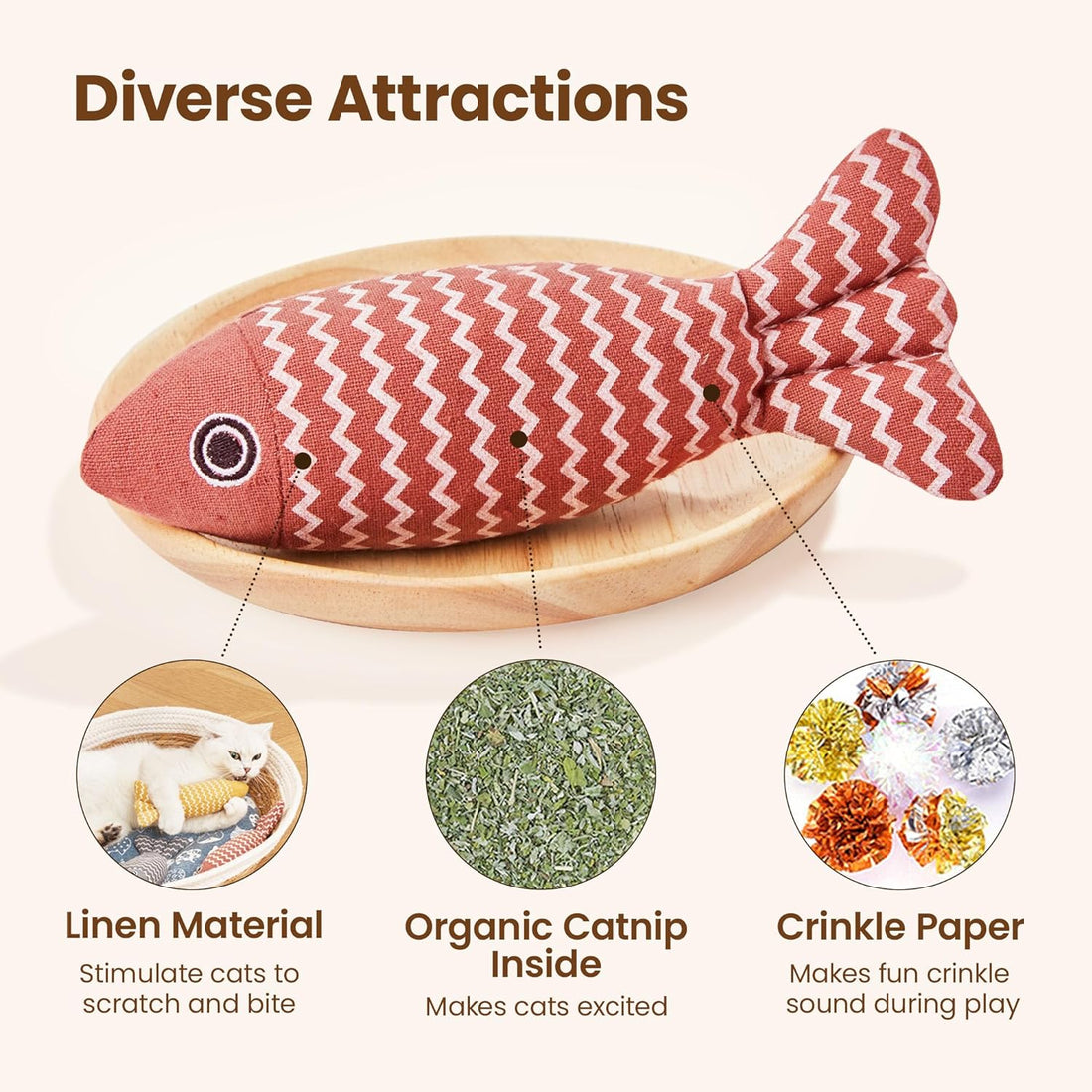 Pet Catnip Fish Toy Set Interactive Self Play Kitten Toys
