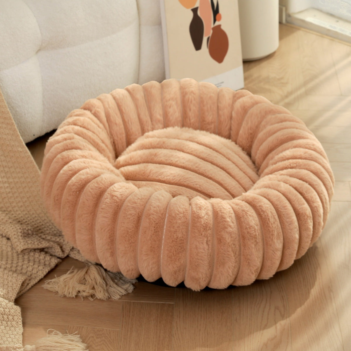 High Weight Plush Round Pet Nest Warm Winter Kennel Mat