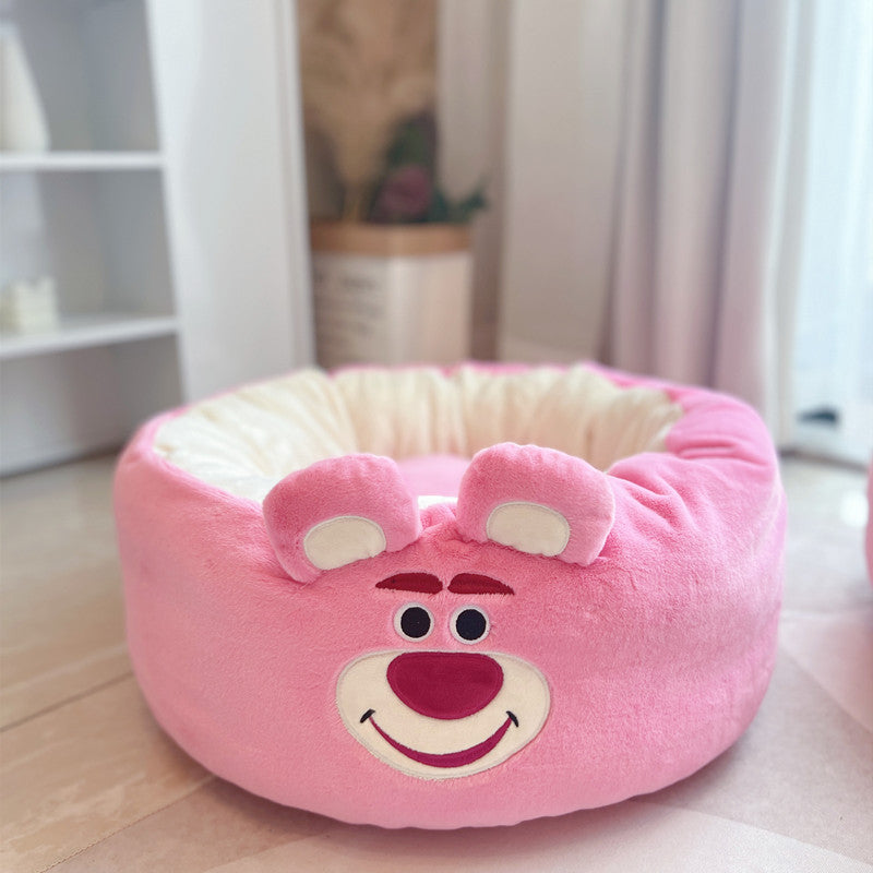 Cartoon Plush Round Pet Nest Cushion For All Seasons