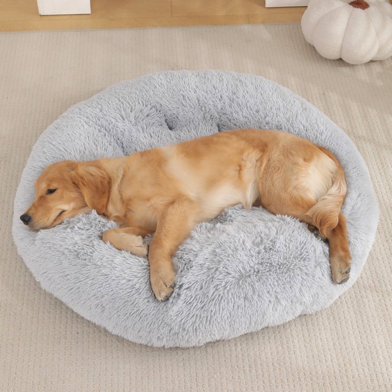 Round Plush Warm Pet Sleeping Mat And Bed