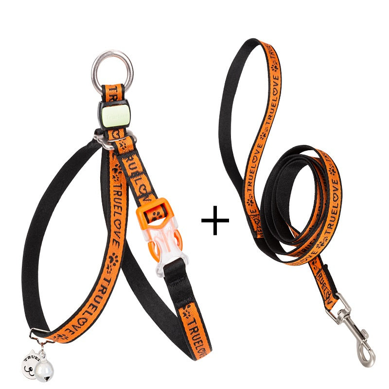 Pet Chest Harness Bell Vest Leash Walking Control Strap