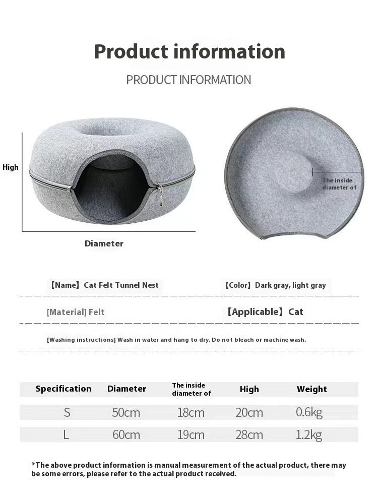 Comfortable Round Pet Tunnel Bed For Cats And Pets