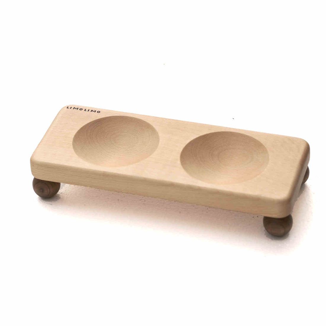 Pet Solid Wood Stand Ceramic Feeding Bowl