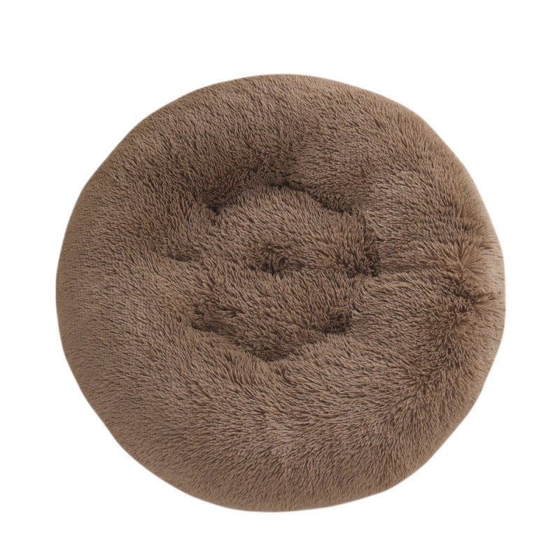 Round Plush Warm Pet Sleeping Mat And Bed