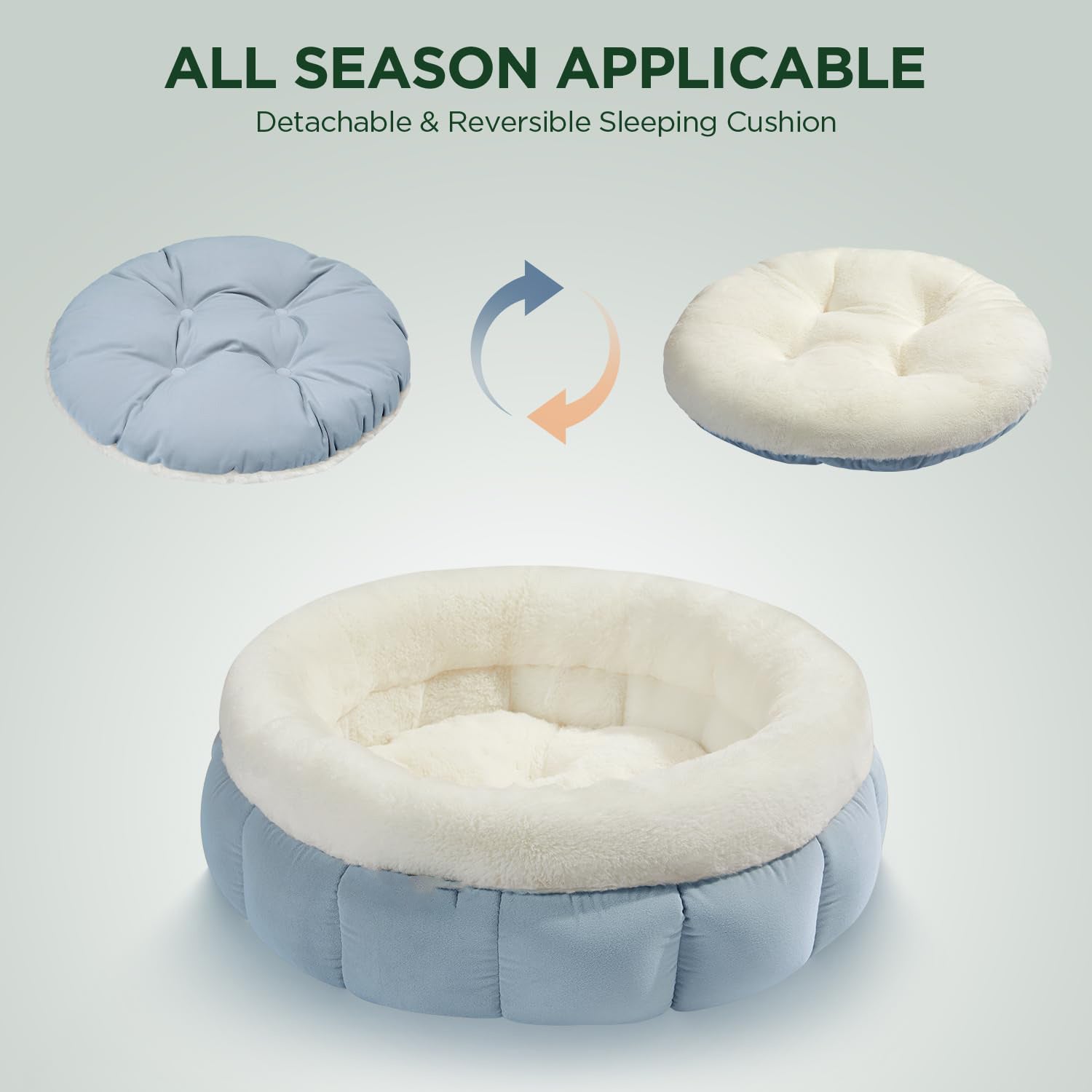 Donut Style Washable Round Pet Bed With Anti Slip Bottom