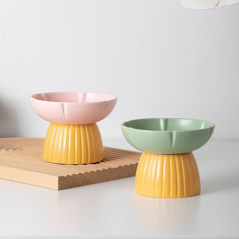 Pet Macaron Color Ceramic Feeding Bowl