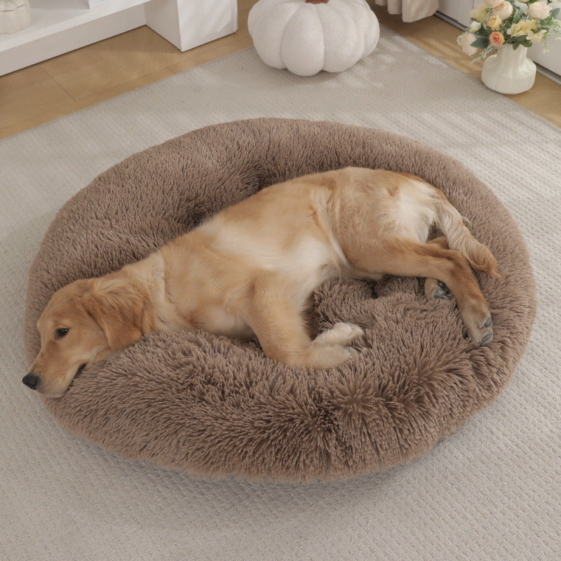 Round Plush Warm Pet Sleeping Mat And Bed