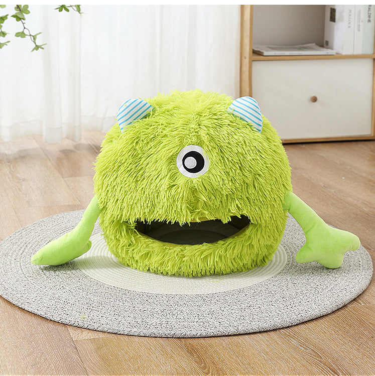 Machine Washable Fluffy Round Calming Plush Pet Bed Non Slip Self Warming Cushion
