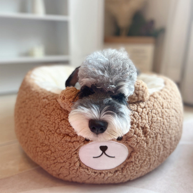 Cartoon Plush Round Pet Nest Cushion For All Seasons
