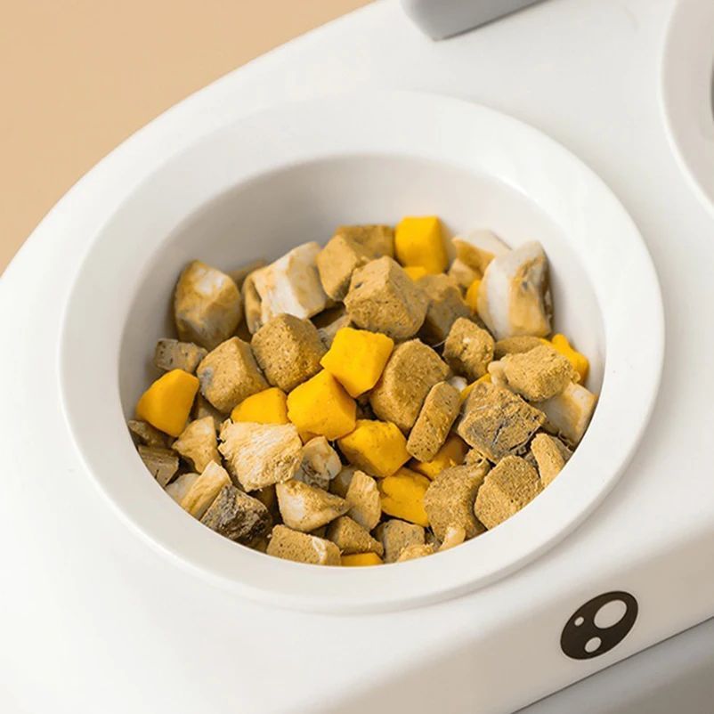 Pet Duck Design Double Bowl Feeding Tray Plastic Feeder