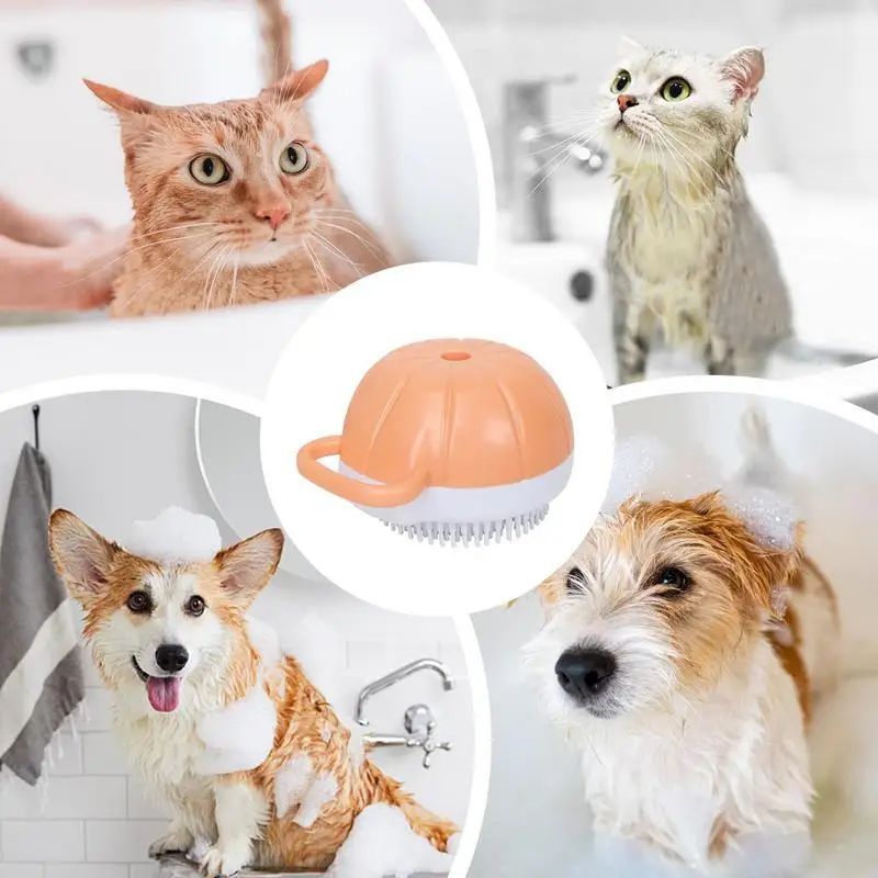 Pet Silicone Bath Massage Shampoo Dispenser Grooming Brush