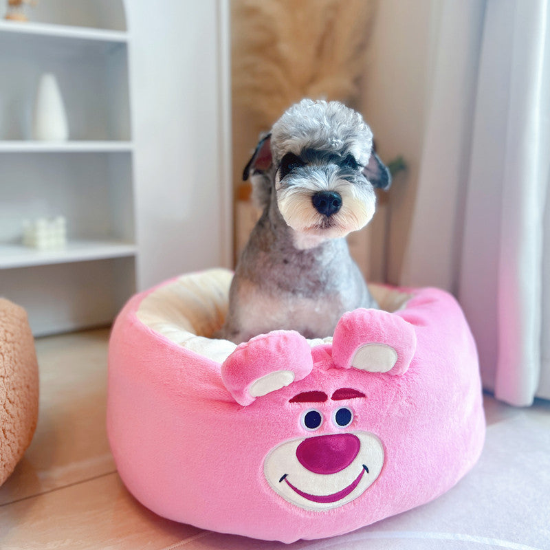 Cartoon Plush Round Pet Nest Cushion For All Seasons