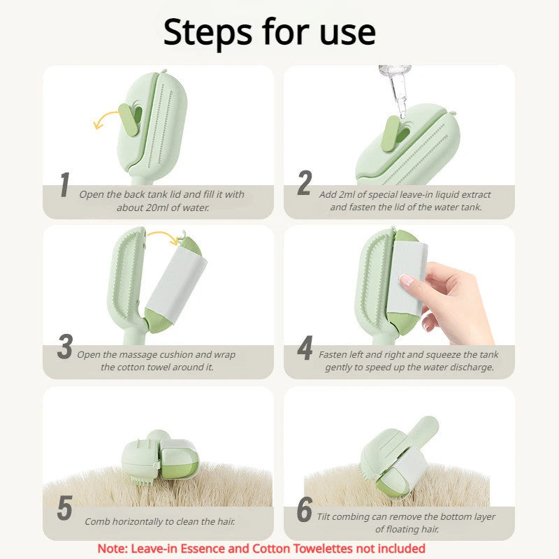 Pet Grooming Comb Water Tank Hair Removal Detangling Brush Tool
