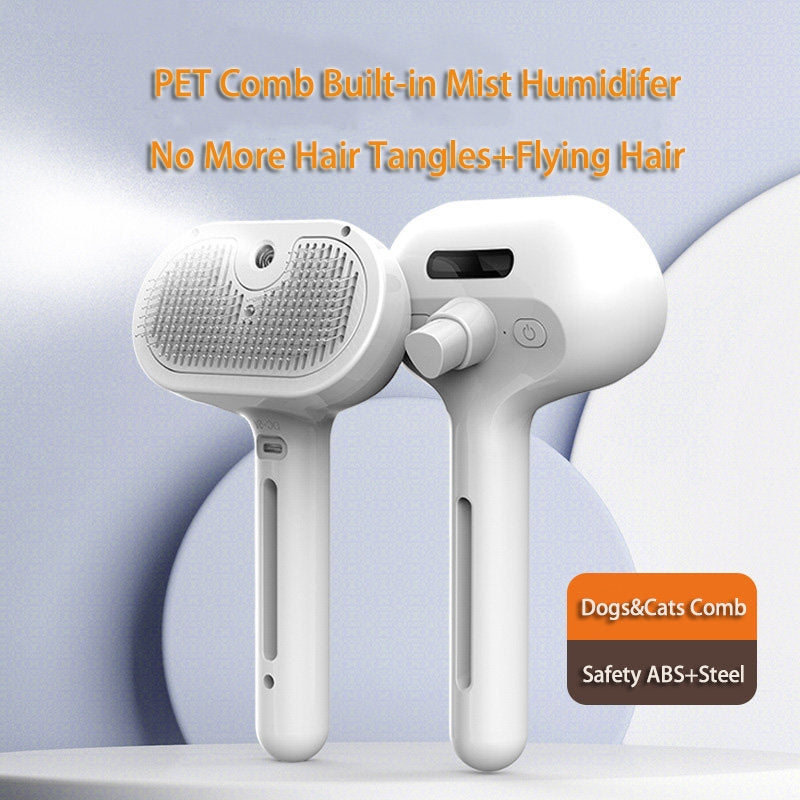 Pet Grooming Self Cleaning Hair Removal Comb With Mist Humidifier