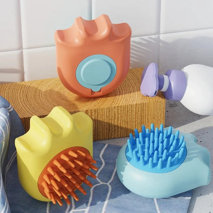 Pet Bath Massage Brush Shampoo Dispensing Grooming Cleaning Tool