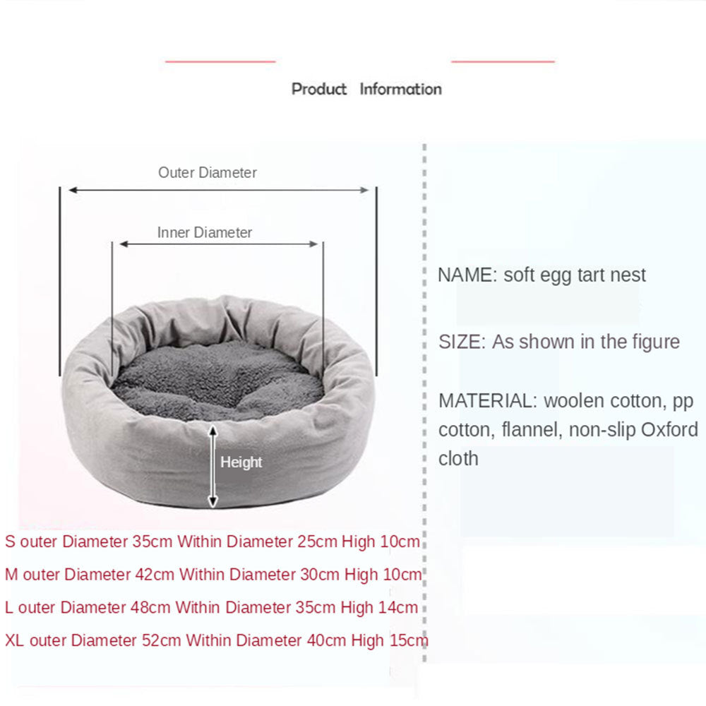 Soft Round Plush Pet Sleeping Mat With Pillow Nest