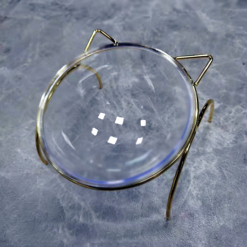 Pet Glass Feeding Bowl With Metal Stand Food Water Dish