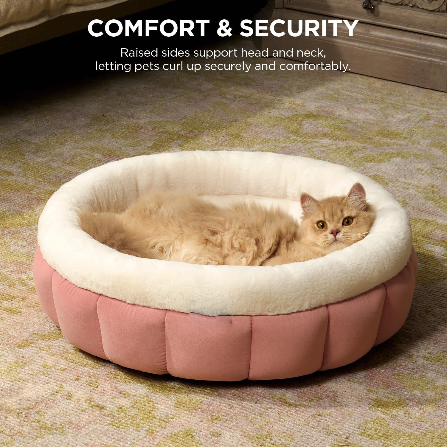 Donut Style Washable Round Pet Bed With Anti Slip Bottom