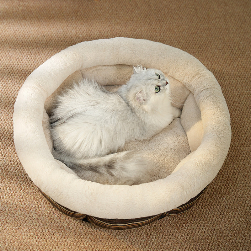 Linen Round Non Slip Pet Bed Mat Nest