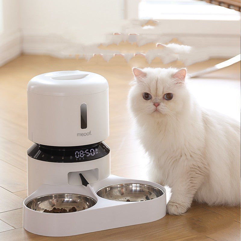 Pet Capsule Automatic Double Bowl Feeding Dispenser