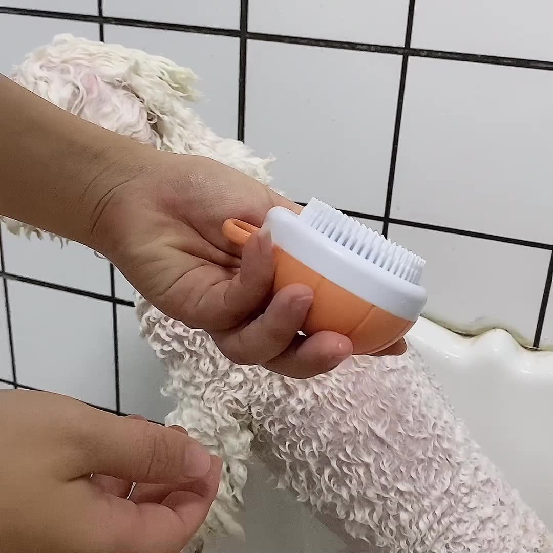 Pet Silicone Bath Massage Shampoo Dispenser Grooming Brush