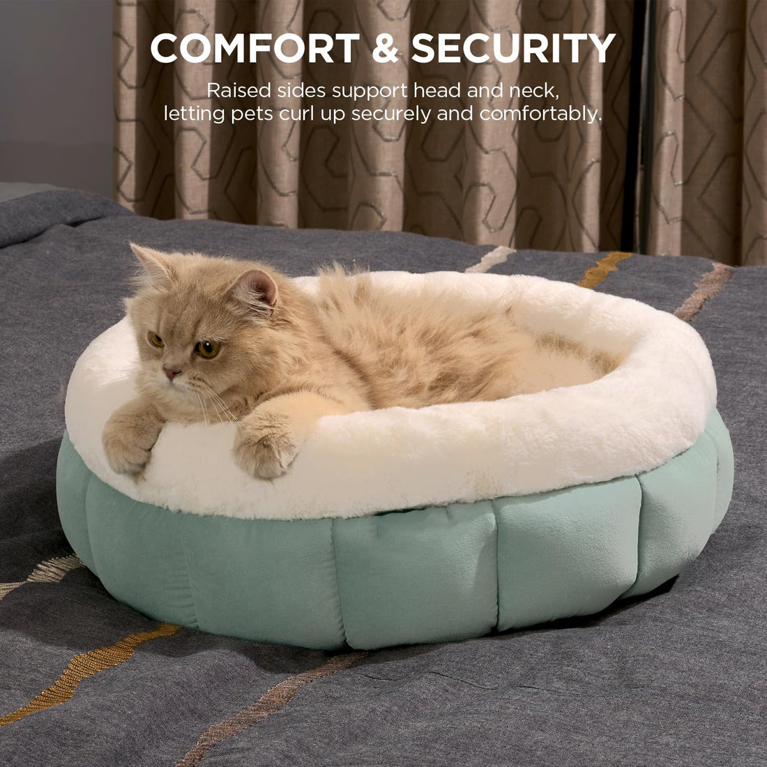 Donut Style Washable Round Pet Bed With Anti Slip Bottom
