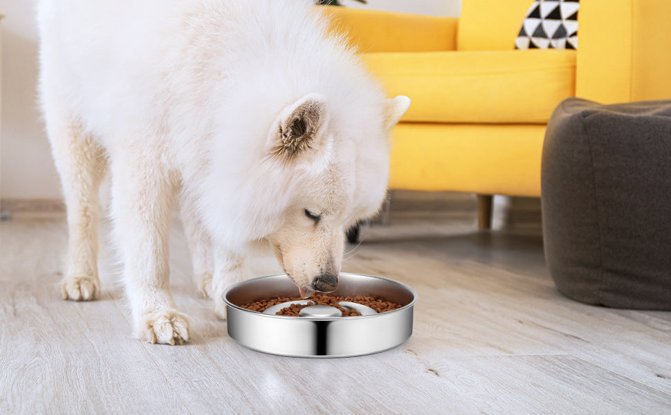 Pet Stainless Steel Slow Feeding Bowl Neck Protector