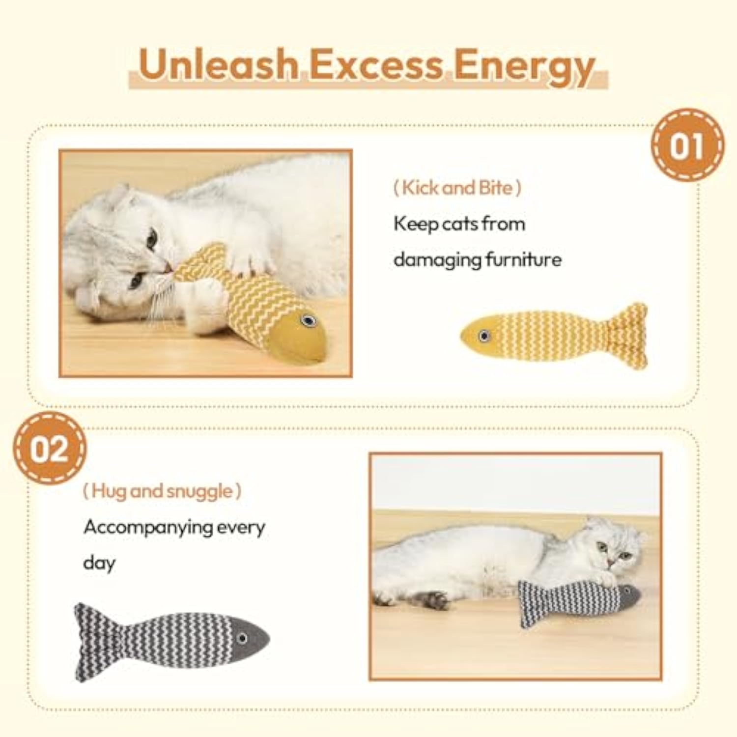 Pet Catnip Fish Toy Set Interactive Self Play Kitten Toys