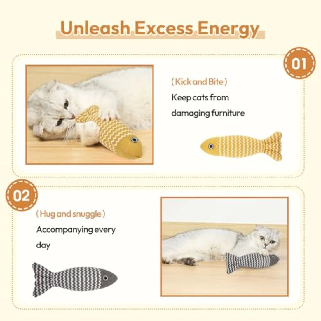 Pet Catnip Fish Toy Set Interactive Self Play Kitten Toys