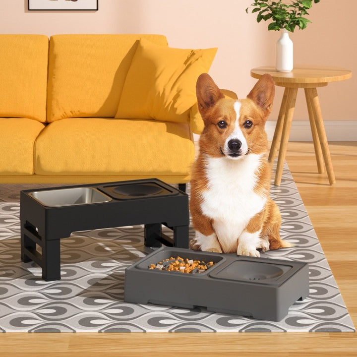 Pet Adjustable Stainless Stand Double Feeding Bowl